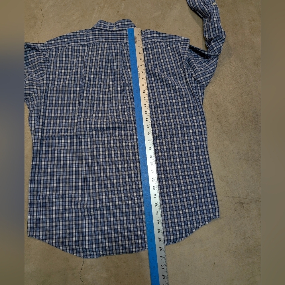 VTG Ralph Lauren Custom Fit Men's M Check Blue White Button Down Shirt - Picture 5 of 6